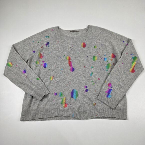 Brodie Cashmere Sweaters - Brodie Cashmere Gray Sweater with Colorful Accents